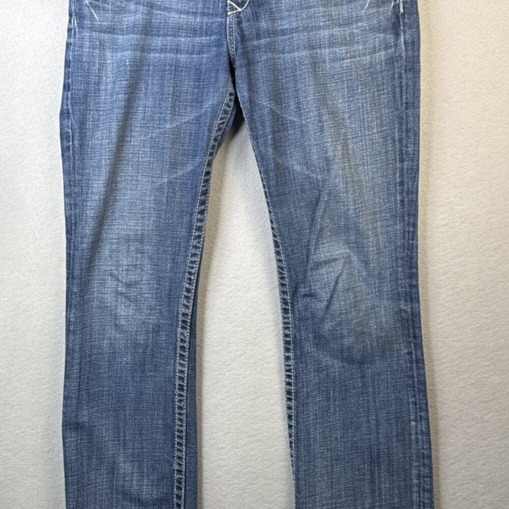Big Star Jean Women 31L Blue Dark Wash Remy Low Rise Flap Pocket Coastal Cowgirl